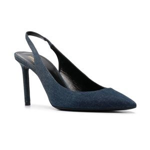 Saint Laurent Women's Anja 85 Denim Slingback Pumps Blue